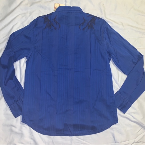 Guess Blue & Black Men’s Dress Shirt NWT - Picture 2 of 3